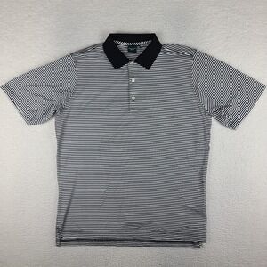 Fairway‎ Greene Polo Shirt Mens Large Black White Striped Performance Mercerized